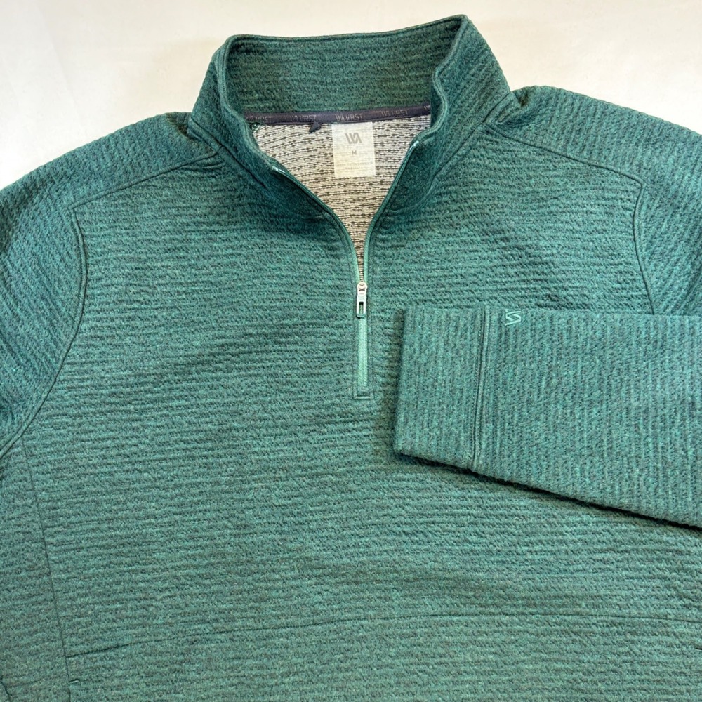 VRST Recharge Lunar 1/4 Zip Pullover Mens Medium Green Textured Athleisure EUC‎